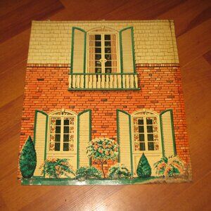 1950's T. Cohn Metal Litho Dollhouse Replacement Part: Tall Exterior Side Wall